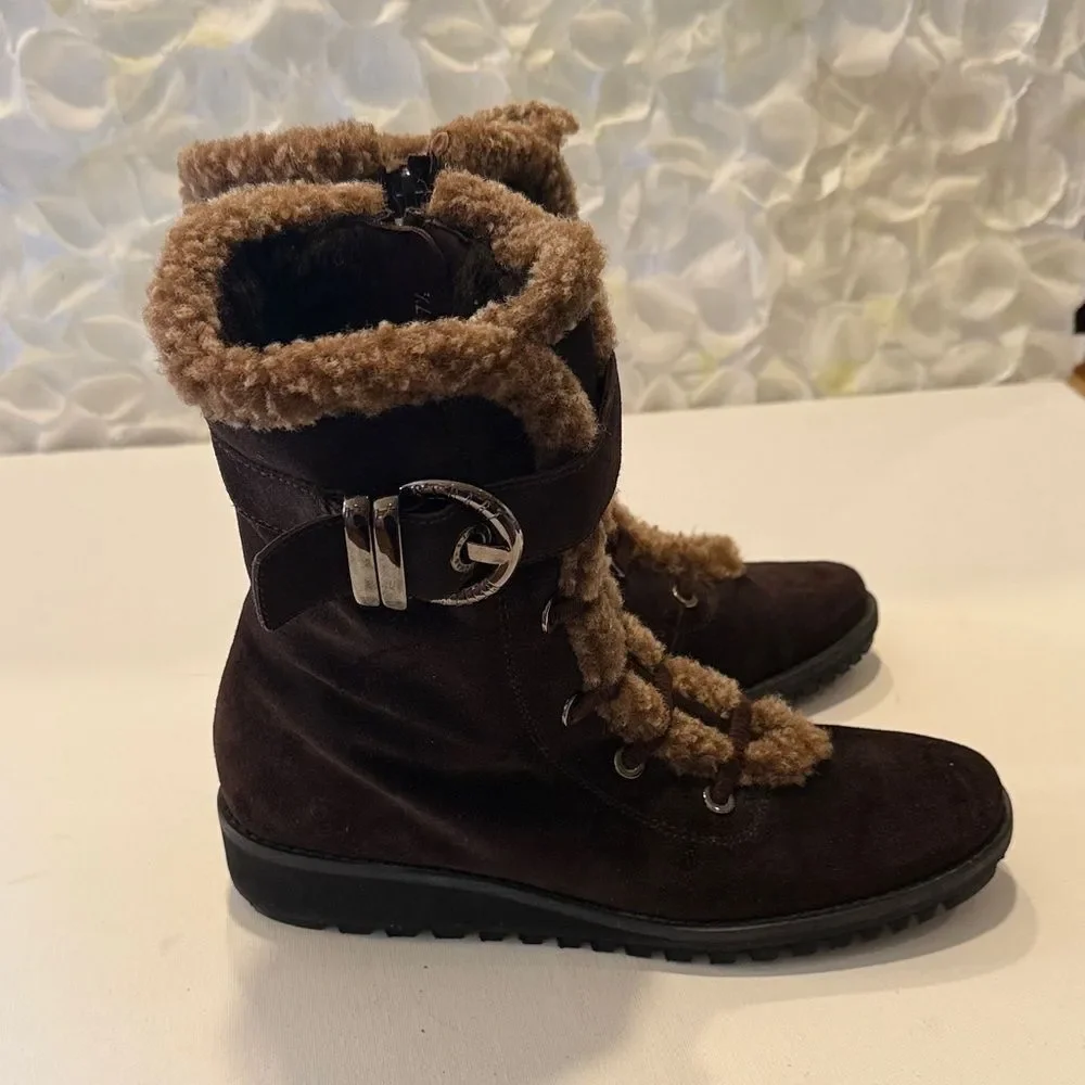 Stuart Weitzman Dark Brown Suede Winter Boots